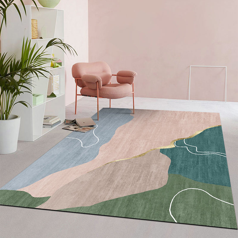 Lisslune | Multi Color Simple Rug Polypropylene Color Block Area Rug Non-Slip Backing Stain Resistant Indoor Mat for Room