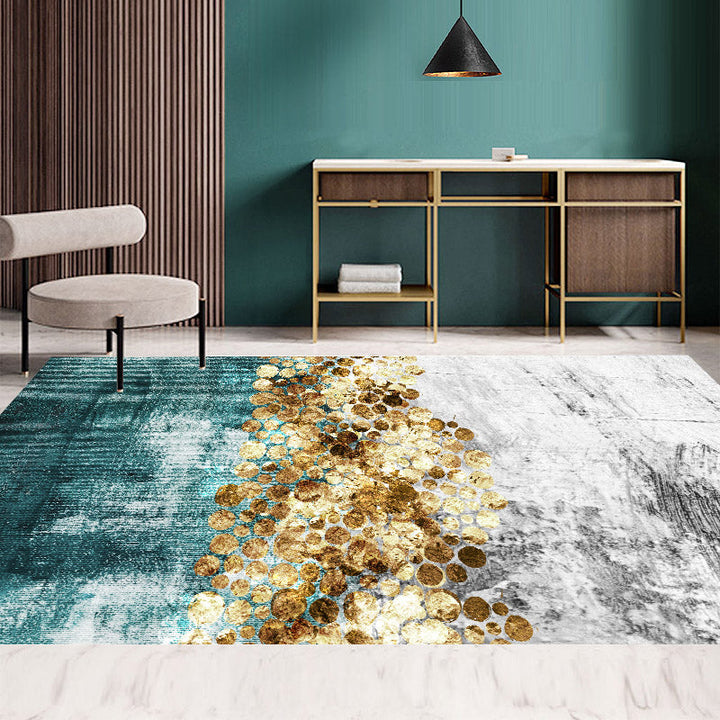 Lisslune | Multi Color Simple Rug Polypropylene Color Block Area Rug Non-Slip Backing Stain Resistant Indoor Mat for Room