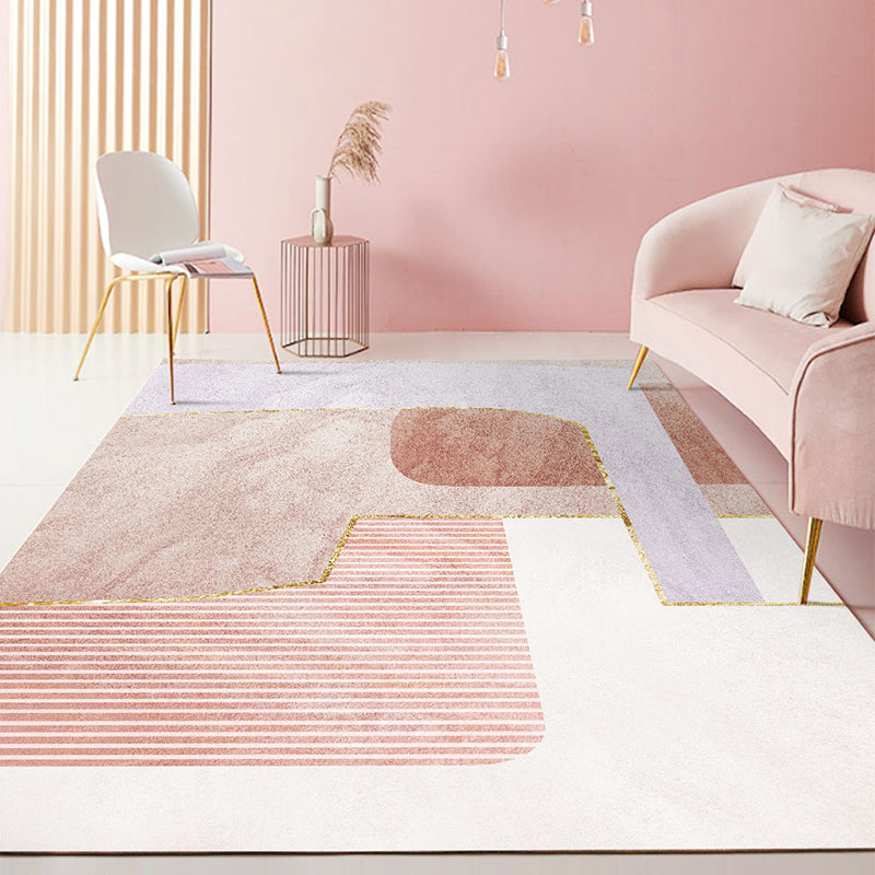Lisslune | Multi Color Simple Rug Polypropylene Color Block Area Rug Non-Slip Backing Stain Resistant Indoor Mat for Room