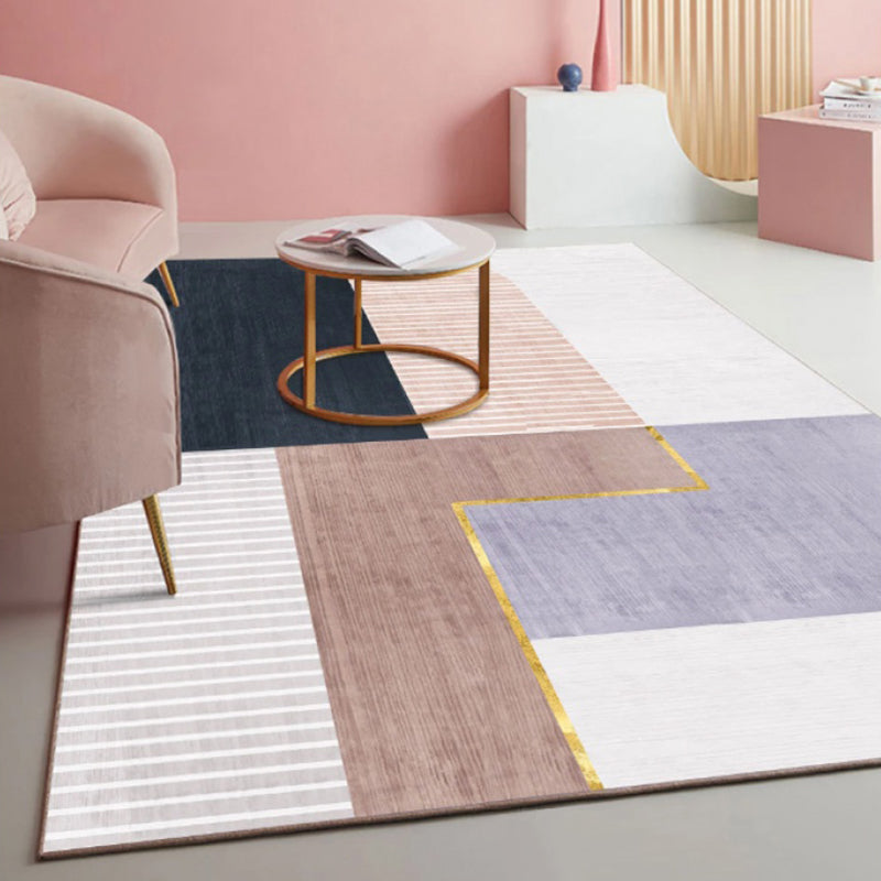 Lisslune | Multi Color Simple Rug Polypropylene Color Block Area Rug Non-Slip Backing Stain Resistant Indoor Mat for Room