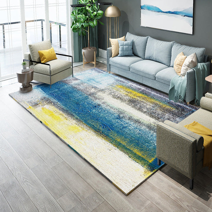 Lisslune | Industrial Living Room Rug Multicolor Abstract Printed Indoor Rug Synthetic Non-Slip Backing Easy Care Area Rug