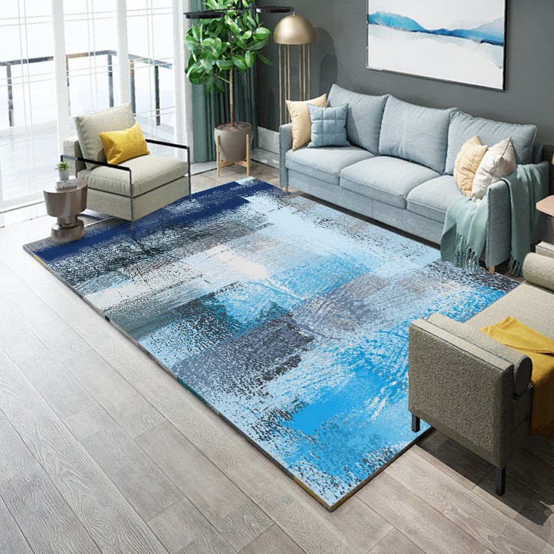 Lisslune | Industrial Living Room Rug Multicolor Abstract Printed Indoor Rug Synthetic Non-Slip Backing Easy Care Area Rug