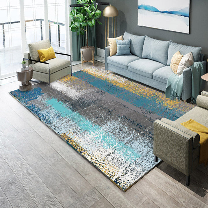 Lisslune | Industrial Living Room Rug Multicolor Abstract Printed Indoor Rug Synthetic Non-Slip Backing Easy Care Area Rug