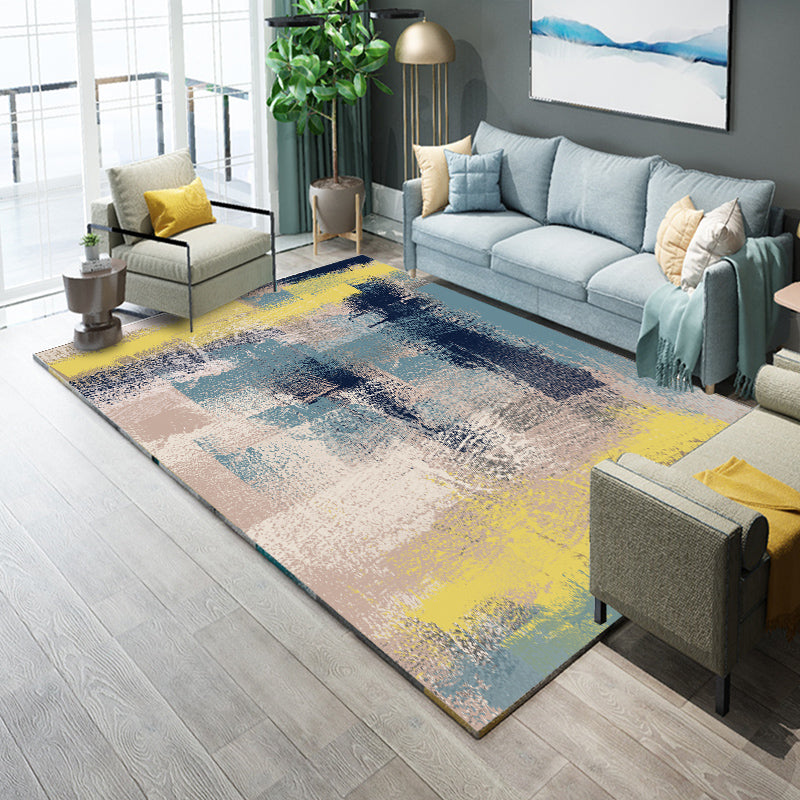 Lisslune | Industrial Living Room Rug Multicolor Abstract Printed Indoor Rug Synthetic Non-Slip Backing Easy Care Area Rug