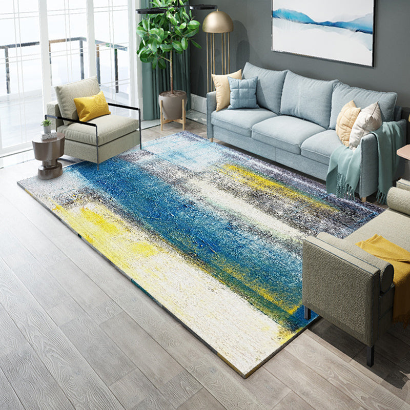 Lisslune | Industrial Living Room Rug Multicolor Abstract Printed Indoor Rug Synthetic Non-Slip Backing Easy Care Area Rug