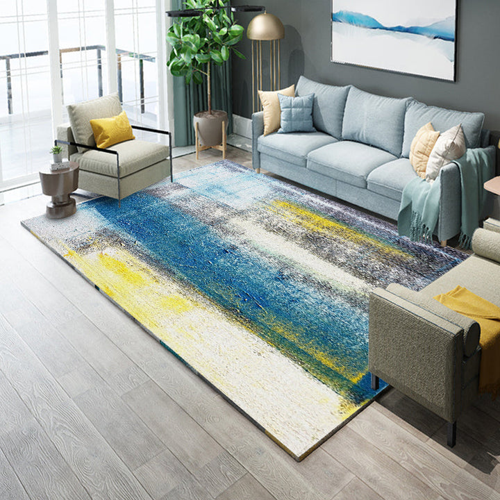 Lisslune | Industrial Living Room Rug Multicolor Abstract Printed Indoor Rug Synthetic Non-Slip Backing Easy Care Area Rug