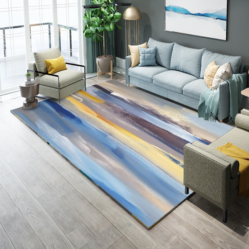 Lisslune | Industrial Living Room Rug Multicolor Abstract Printed Indoor Rug Synthetic Non-Slip Backing Easy Care Area Rug