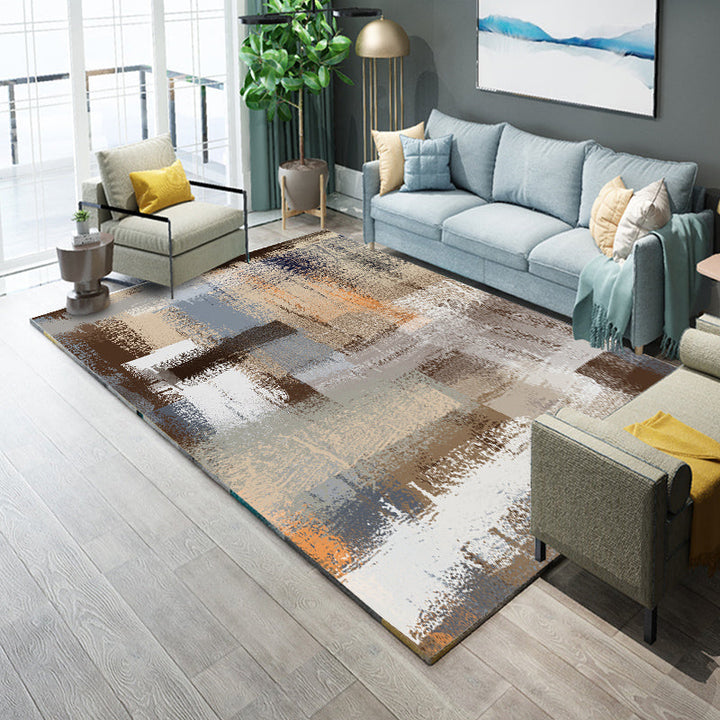 Lisslune | Industrial Living Room Rug Multicolor Abstract Printed Indoor Rug Synthetic Non-Slip Backing Easy Care Area Rug
