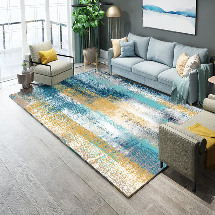 Lisslune | Industrial Living Room Rug Multicolor Abstract Printed Indoor Rug Synthetic Non-Slip Backing Easy Care Area Rug