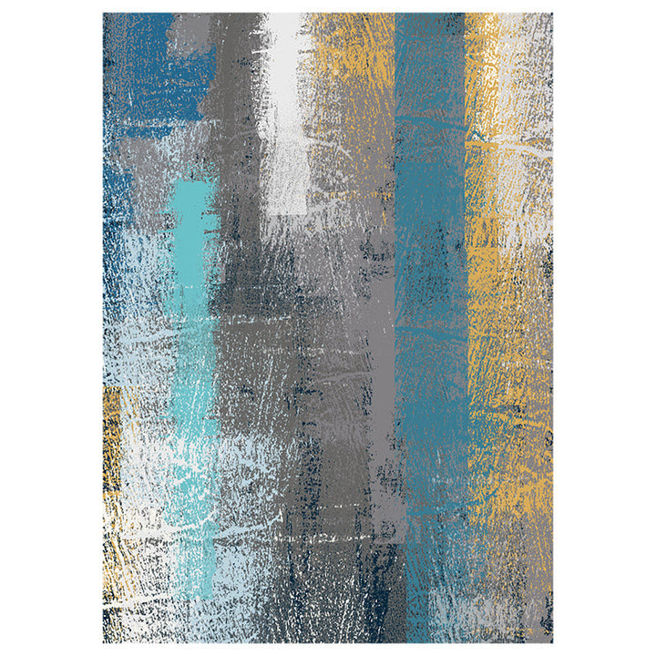 Lisslune | Industrial Living Room Rug Multicolor Abstract Printed Indoor Rug Synthetic Non-Slip Backing Easy Care Area Rug
