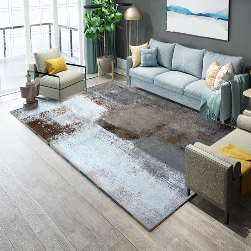 Lisslune | Industrial Living Room Rug Multicolor Abstract Printed Indoor Rug Synthetic Non-Slip Backing Easy Care Area Rug