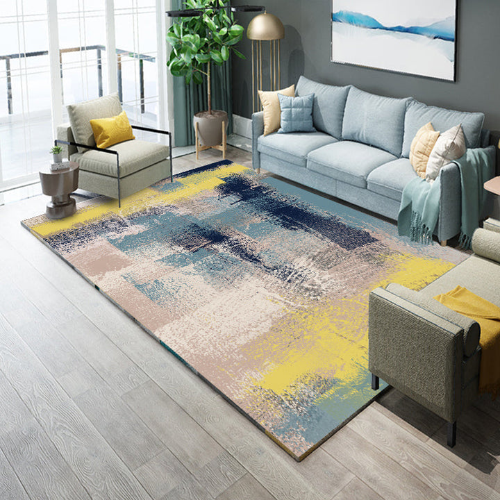 Lisslune | Industrial Living Room Rug Multicolor Abstract Printed Indoor Rug Synthetic Non-Slip Backing Easy Care Area Rug