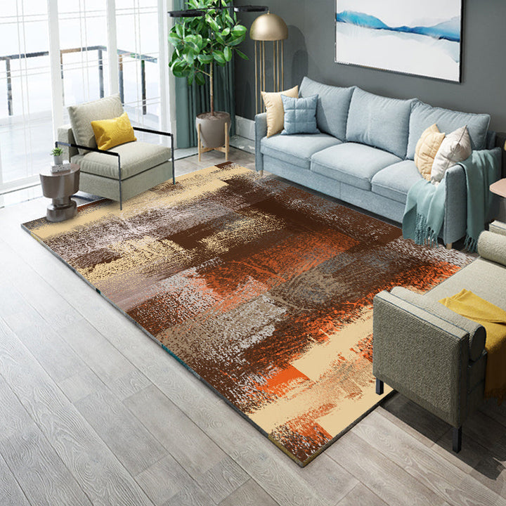 Lisslune | Industrial Living Room Rug Multicolor Abstract Printed Indoor Rug Synthetic Non-Slip Backing Easy Care Area Rug