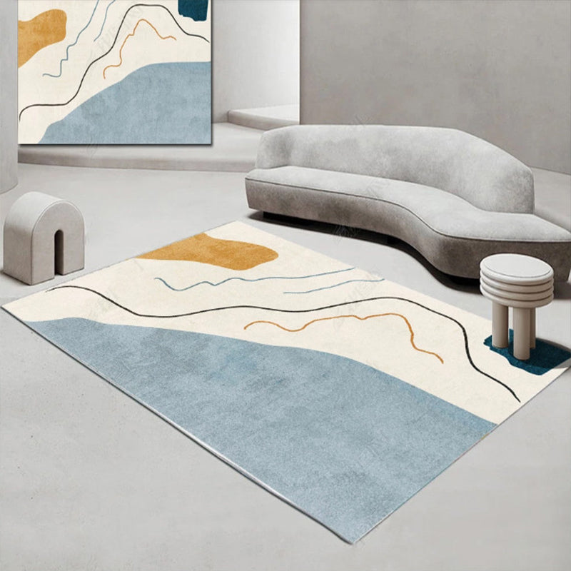 Lisslune | Scandinavian abstract printed rug multicolored synthetic indoor rug pet-friendly easy-care washable rug for room