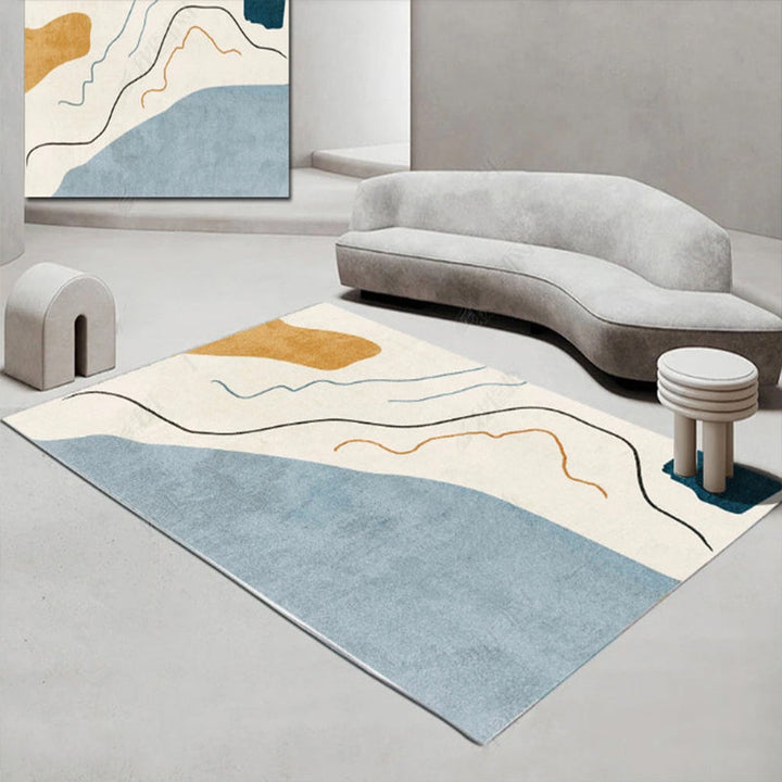Lisslune | Scandinavian abstract printed rug multicolored synthetic indoor rug pet-friendly easy-care washable rug for room