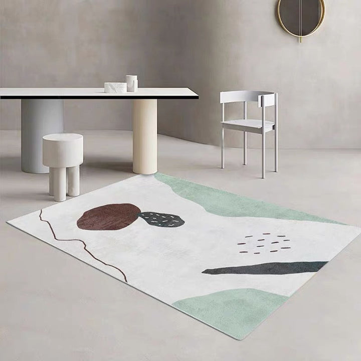Lisslune | Scandinavian abstract printed rug multicolored synthetic indoor rug pet-friendly easy-care washable rug for room