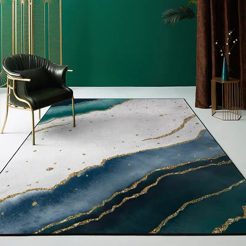 Lisslune | Scandinavian abstract printed rug multicolored synthetic indoor rug pet-friendly easy-care washable rug for room