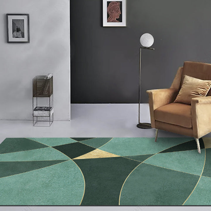 Lisslune | New Geometric Printed Carpet Multicolored Synthetic Area Rug Non-Slip Back Stain-Resistant Indoor Rug for Living Room