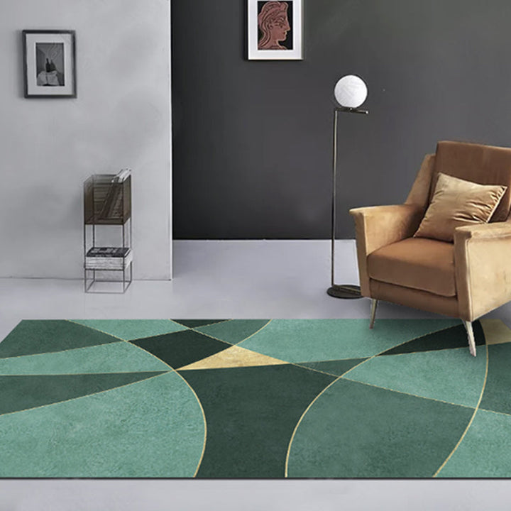 Lisslune | New Geometric Printed Carpet Multicolored Synthetic Area Rug Non-Slip Back Stain-Resistant Indoor Rug for Living Room