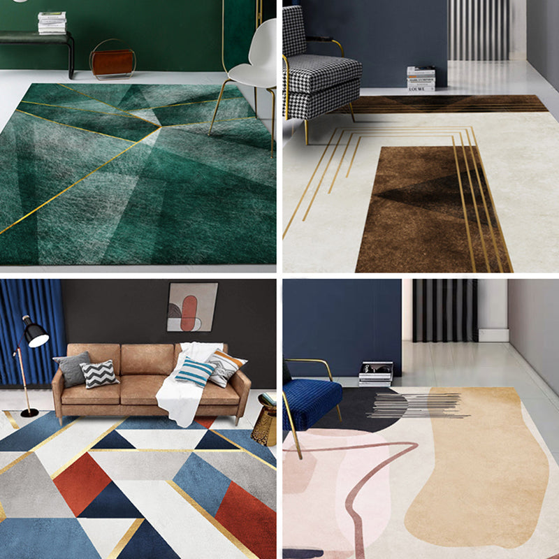 Lisslune | New Geometric Printed Carpet Multicolored Synthetic Area Rug Non-Slip Back Stain-Resistant Indoor Rug for Living Room
