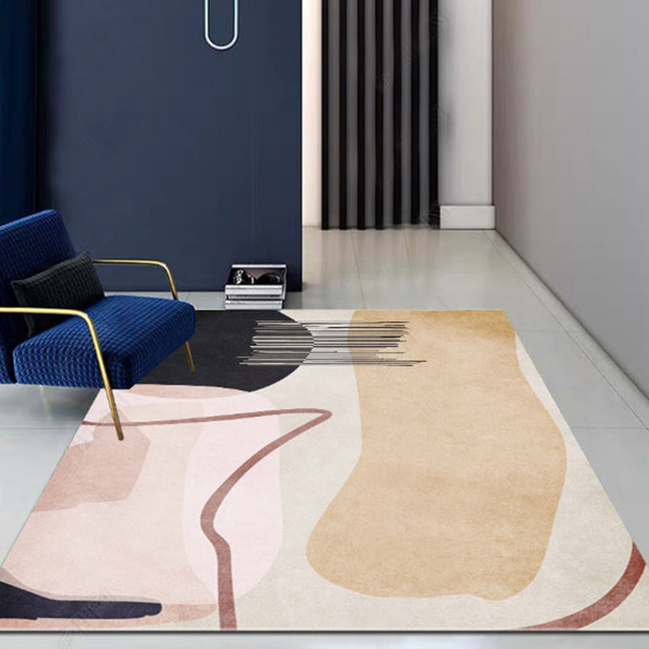 Lisslune | New Geometric Printed Carpet Multicolored Synthetic Area Rug Non-Slip Back Stain-Resistant Indoor Rug for Living Room