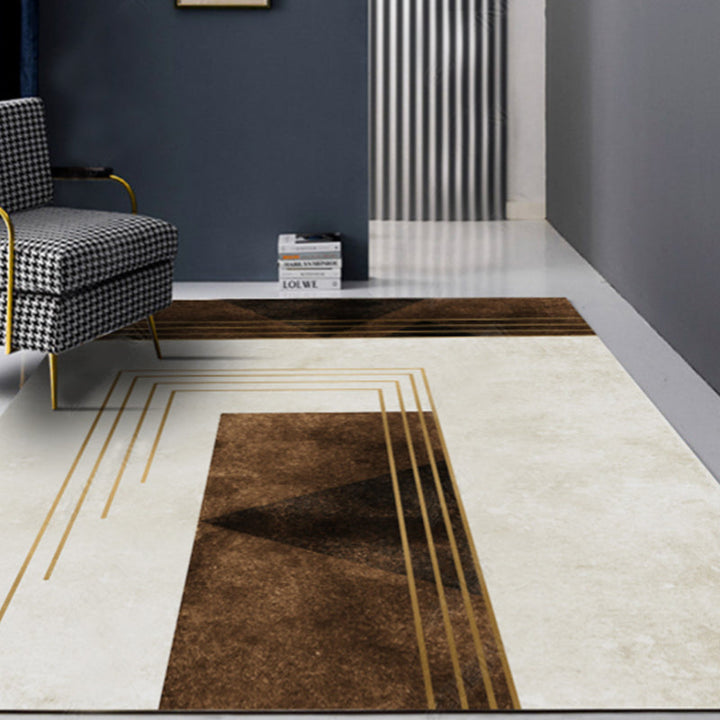 Lisslune | New Geometric Printed Carpet Multicolored Synthetic Area Rug Non-Slip Back Stain-Resistant Indoor Rug for Living Room