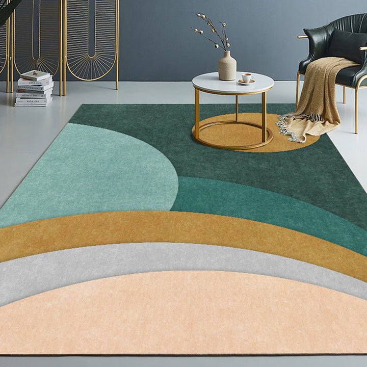 Lisslune | New Geometrically Printed Carpet Multicolored Polypropylene Area Rug With Non-Slip Backing Pet-Friendly Rug For Living Room