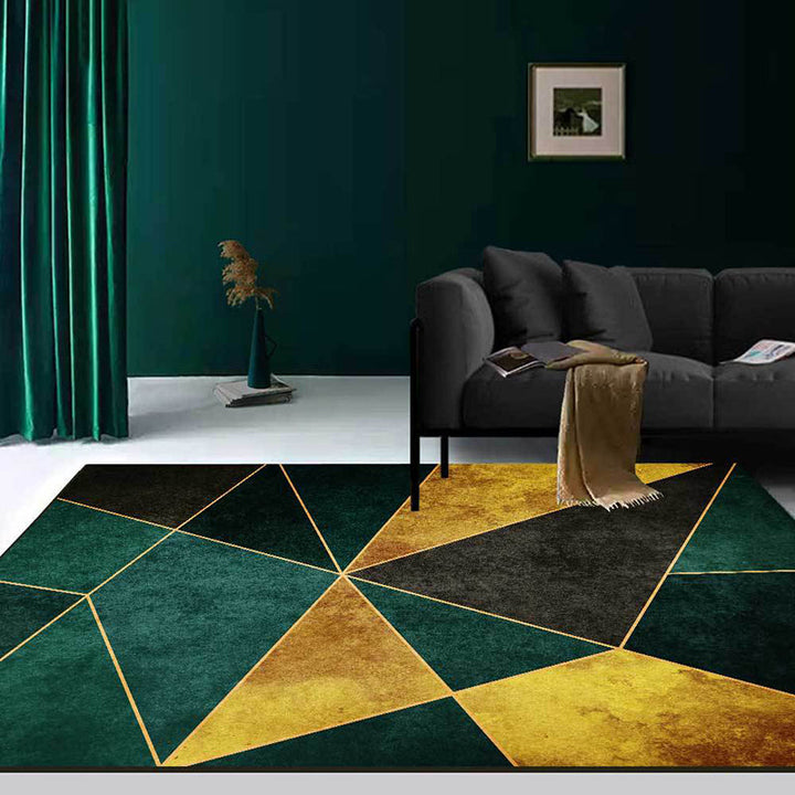 Lisslune | Calming geometric printed rug Multicolored polyester indoor rug Easy care pet-friendly area rug for living room