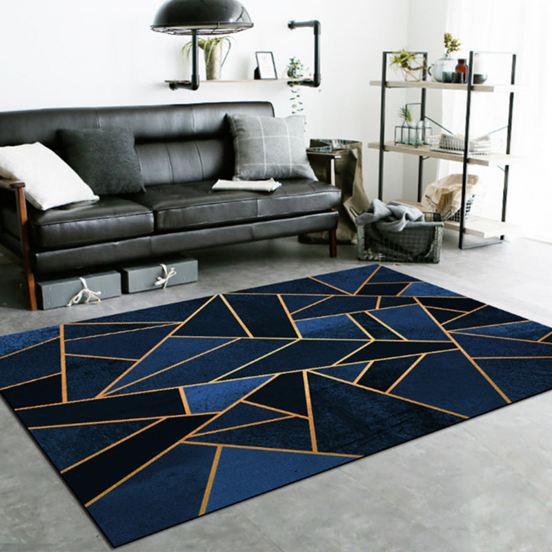 Lisslune | Calming geometric printed rug Multicolored polyester indoor rug Easy care pet-friendly area rug for living room