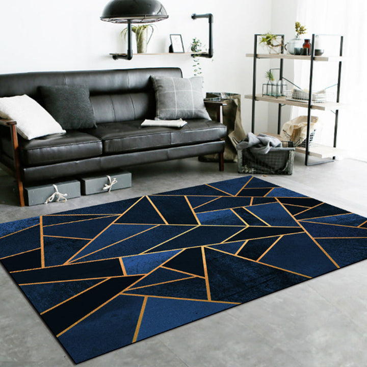 Lisslune | Calming geometric printed rug Multicolored polyester indoor rug Easy care pet-friendly area rug for living room