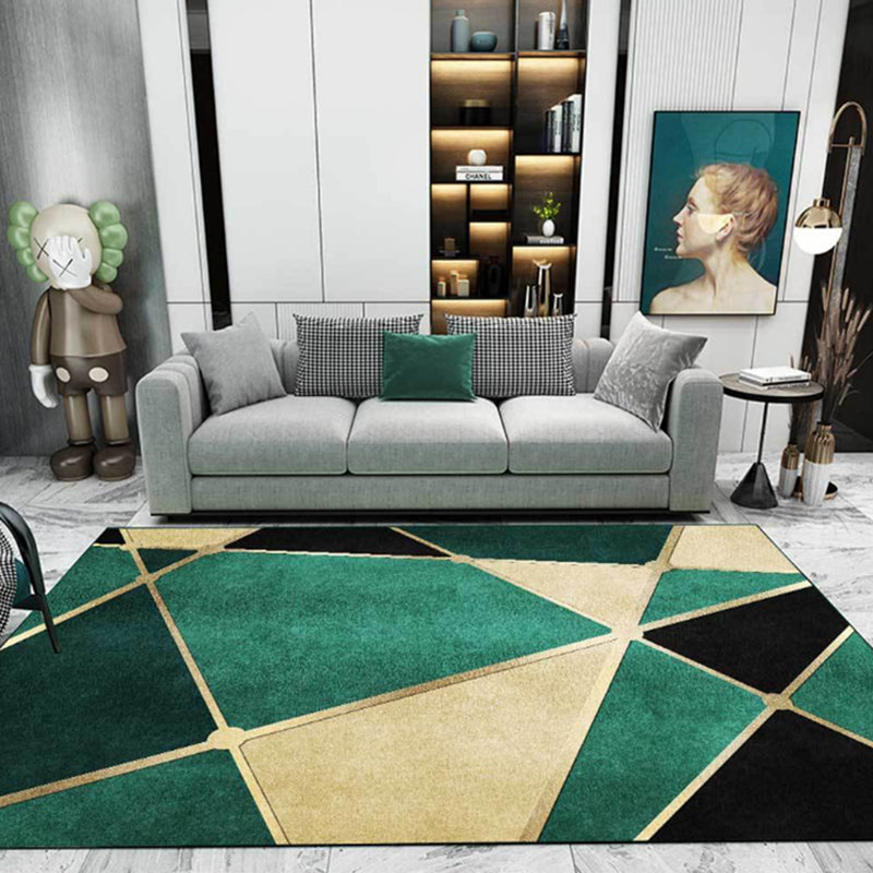 Lisslune | Calming geometric printed rug Multicolored polyester indoor rug Easy care pet-friendly area rug for living room