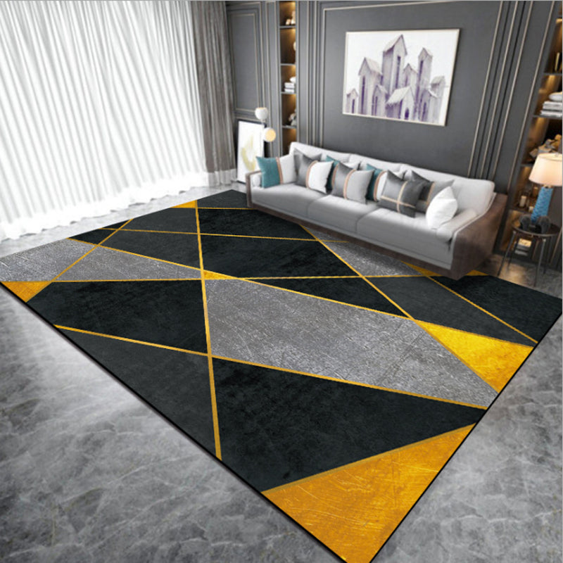 Lisslune | Calming geometric printed rug Multicolored polyester indoor rug Easy care pet-friendly area rug for living room
