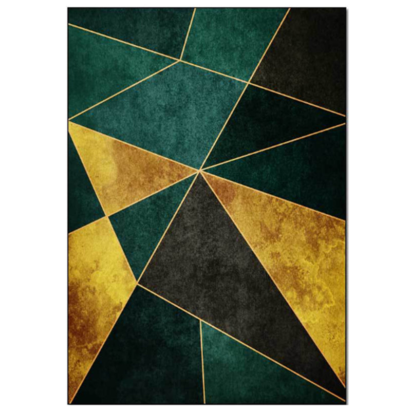 Lisslune | Calming geometric printed rug Multicolored polyester indoor rug Easy care pet-friendly area rug for living room