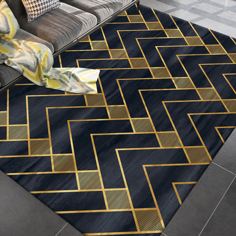 Lisslune | Simple rug for the living room multicolored geometric printed rug cotton blend non-slip backing easy care rug