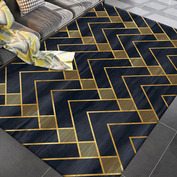 Lisslune | Simple rug for the living room multicolored geometric printed rug cotton blend non-slip backing easy care rug