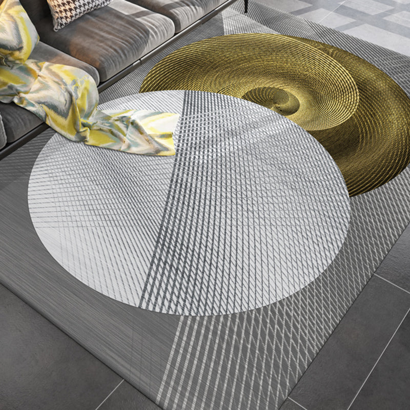 Lisslune | Simple rug for the living room multicolored geometric printed rug cotton blend non-slip backing easy care rug