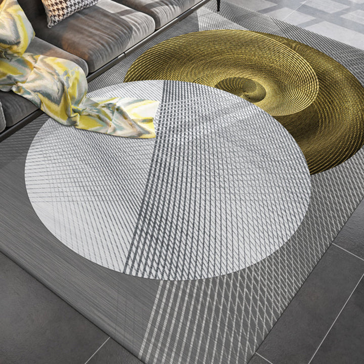 Lisslune | Simple rug for the living room multicolored geometric printed rug cotton blend non-slip backing easy care rug