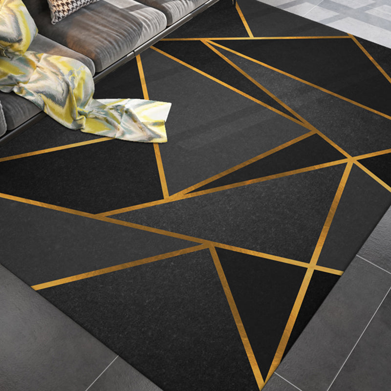 Lisslune | Simple rug for the living room multicolored geometric printed rug cotton blend non-slip backing easy care rug