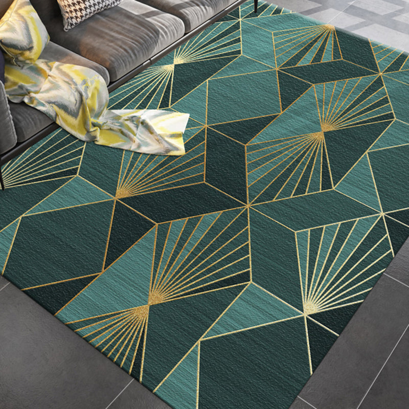 Lisslune | Simple rug for the living room multicolored geometric printed rug cotton blend non-slip backing easy care rug