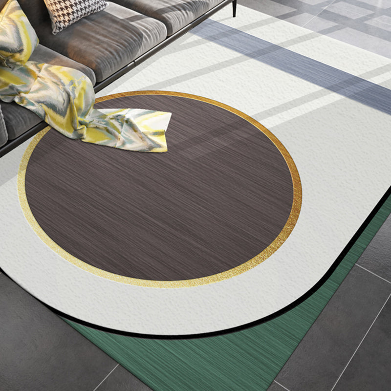 Lisslune | Simple rug for the living room multicolored geometric printed rug cotton blend non-slip backing easy care rug