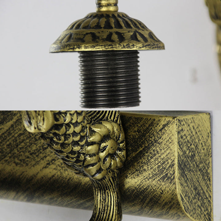 Lisslune | 1 Head Bathroom Wall Light Tiffany Antique Brass Sconces Light with Cone White/Green Glass Shade