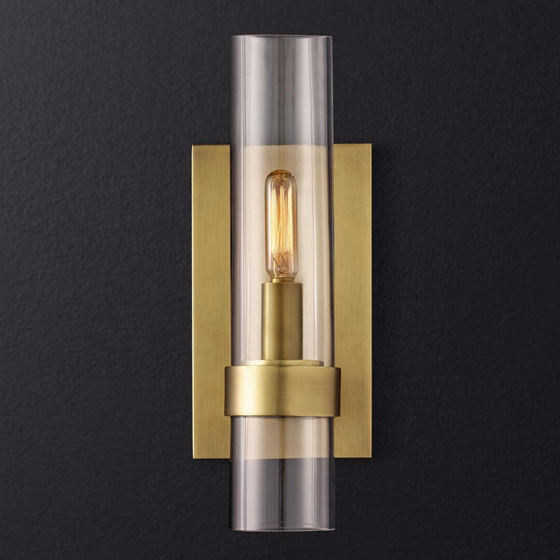 Skørter | Cylinder Wall Lamp Traditional Clear Glass 2.5"/5" Wide 1 Head Black/Brass Wall Lamp Mounting for Stair