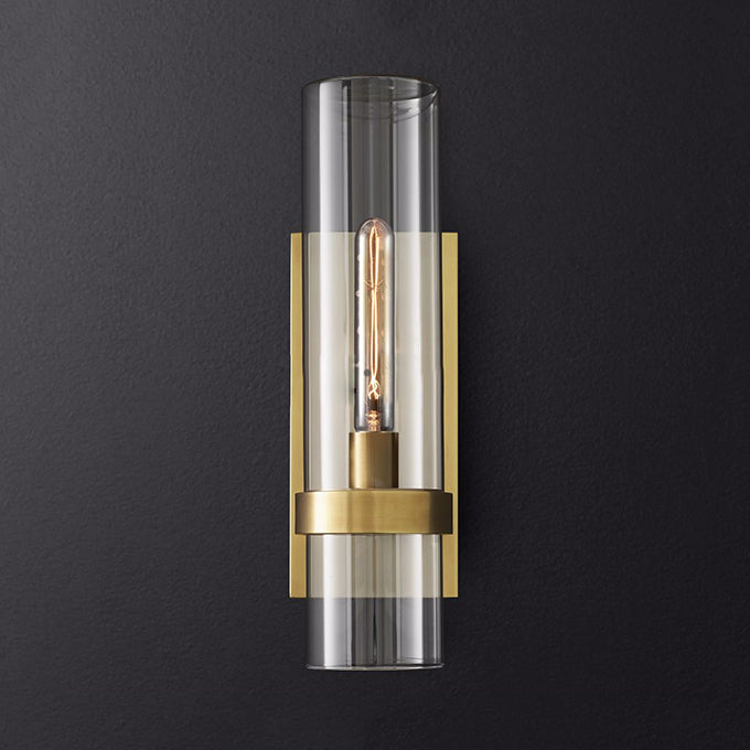 Skørter | Cylinder Wall Lamp Traditional Clear Glass 2.5"/5" Wide 1 Head Black/Brass Wall Lamp Mounting for Stair