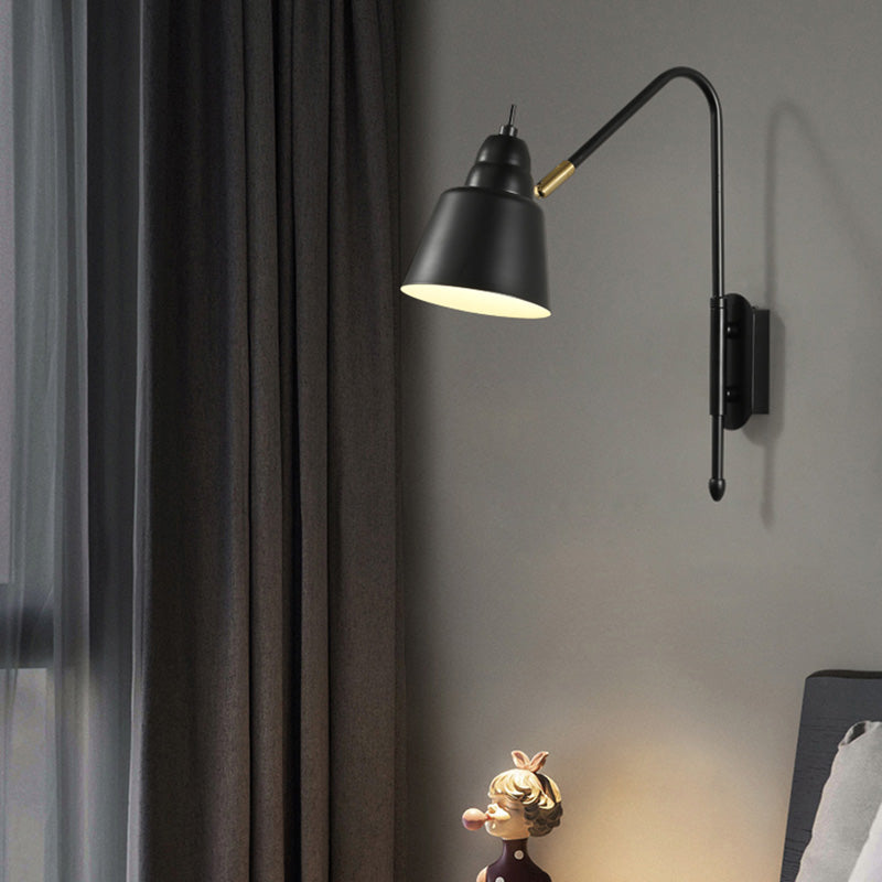 Lisslune | Swing Arm Wall Mount Light Minimalist Metal 1 Bulb Nightstand Reading Light with V-shaped Arm