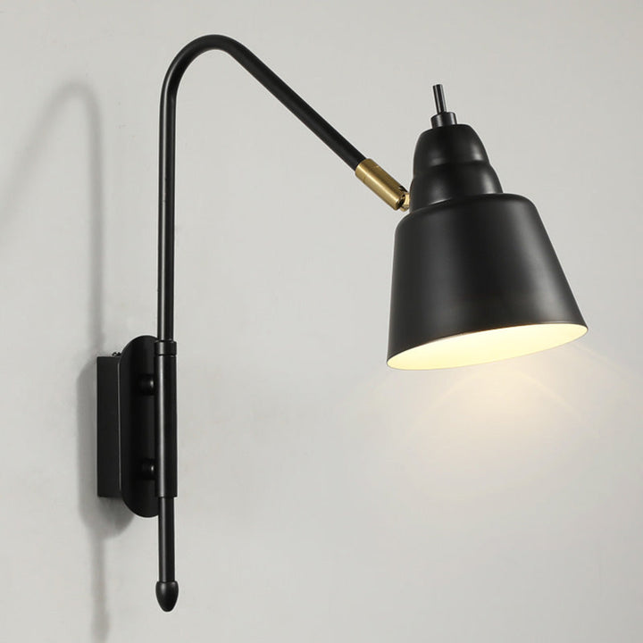 Lisslune | Swing Arm Wall Mount Light Minimalist Metal 1 Bulb Nightstand Reading Light with V-shaped Arm