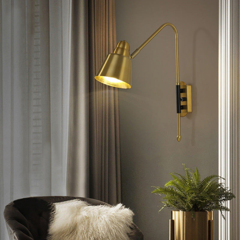 Lisslune | Swing Arm Wall Mount Light Minimalist Metal 1 Bulb Nightstand Reading Light with V-shaped Arm