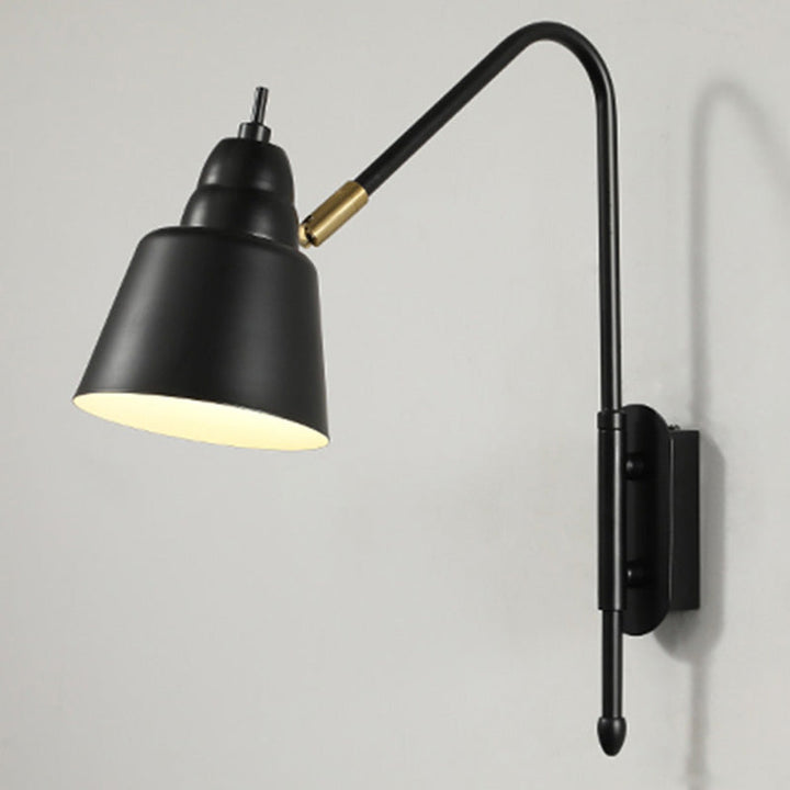 Lisslune | Swing Arm Wall Mount Light Minimalist Metal 1 Bulb Nightstand Reading Light with V-shaped Arm