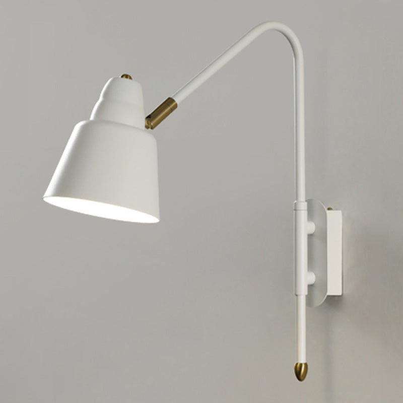 Lisslune | Swing Arm Wall Mount Light Minimalist Metal 1 Bulb Nightstand Reading Light with V-shaped Arm
