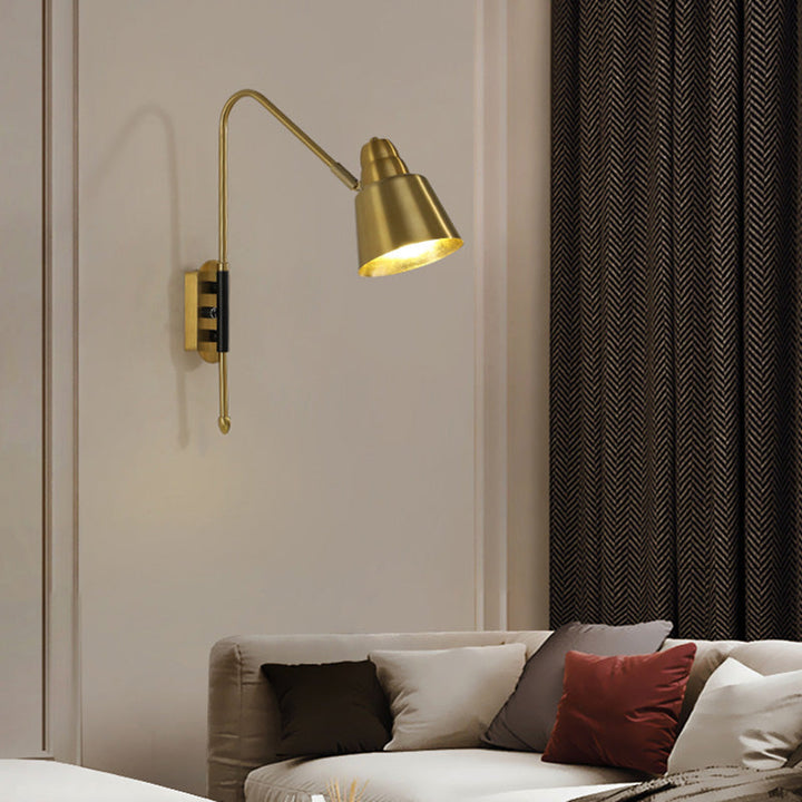 Lisslune | Swing Arm Wall Mount Light Minimalist Metal 1 Bulb Nightstand Reading Light with V-shaped Arm