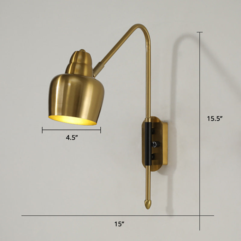 Lisslune | Swing Arm Wall Mount Light Minimalist Metal 1 Bulb Nightstand Reading Light with V-shaped Arm